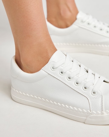 Janey Scalloped Edge Lace Up Trainer - Wide Fit (E)