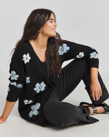 Simply Be Floral Jacquard Boyfriend Cardigan