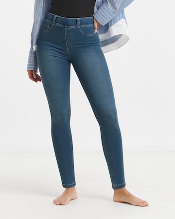 Amber Mid Blue Pull On Skinny Jeggings