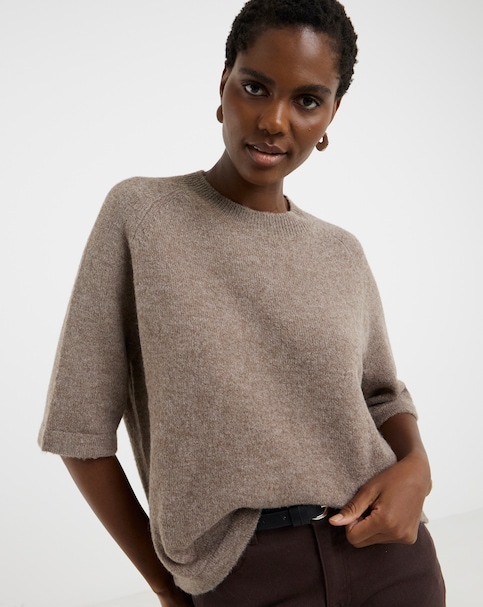 Cosy Yarn Mocha Short Sleeve Jumper