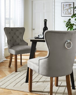 Mabel Button Back Velvet Pair of Dining Chairs