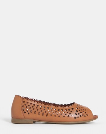 Elwood Lasercut Detail Leather Peep Toe Shoes - Extra Wide Fit (EEE)