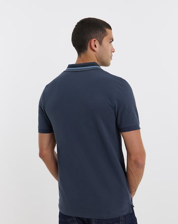 Lyle & Scott Short Sleeve Striped Tipped Polo - Navy