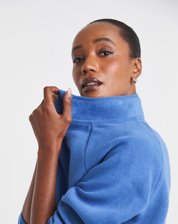 Blue Zip Through Longline Fleece