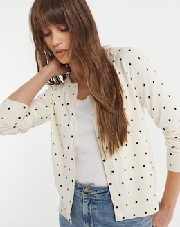 Eversoft Spot Print Crew Neck Cardigan