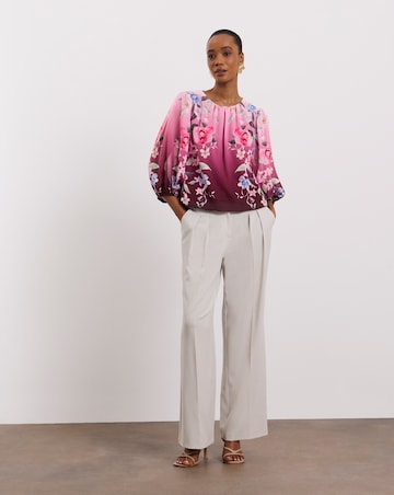 Joanna Hope Bubble Hem Floral Blouse