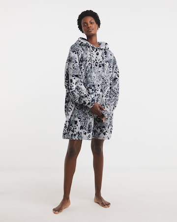 Oversized Leopard Print Hooded Lounge Dress