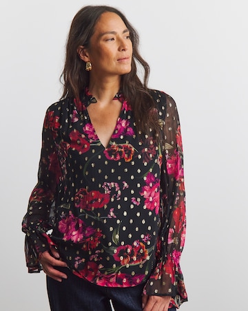 Joanna Hope Lurex Floral Printed Blouse