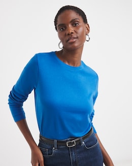 Cobalt Blue Crew Neck Long Sleeve T-Shirt