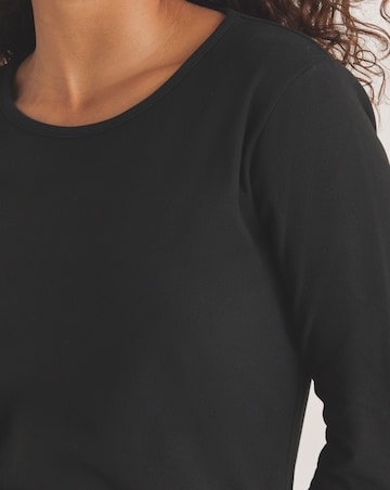 Pretty Secrets Thermal Brushed Fleece Long Sleeve Top -Black