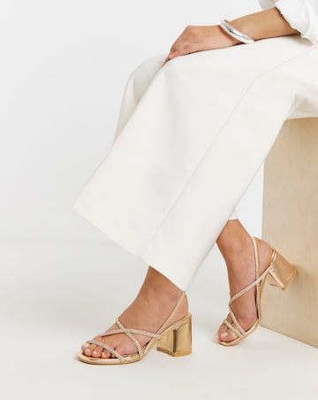 Canberra Strappy Diamante Low Block Heels - Extra Wide Fit (EEE)