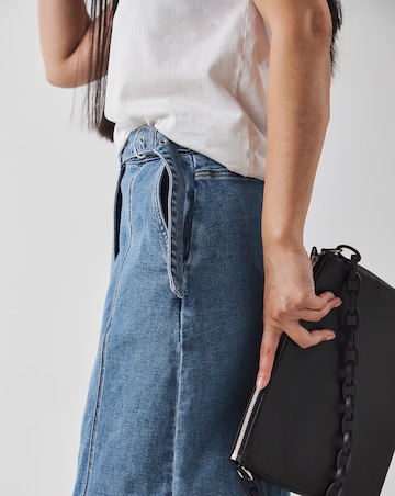 Light Blue Wrap Midi Denim Skirt