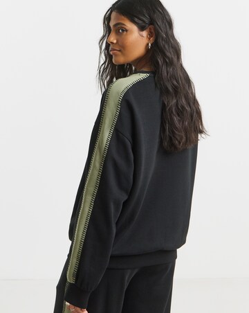 Black & Khaki Whipstitch Sweatshirt