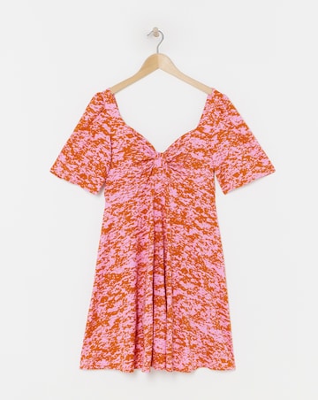 Simply Be Ditsy Floral Supersoft Jersey Knot Front Skater Dress