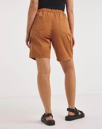 Camel Cargo Longer Length Utility Short