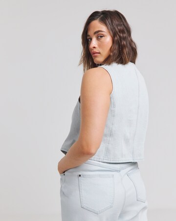 Simply Be Bleach Wash Button Down Denim Waistcoat