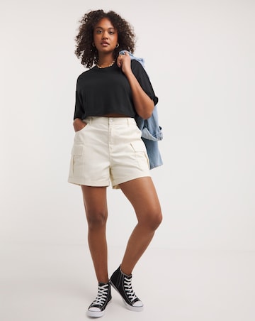 Simply Be Ecru Cargo Utility Shorts