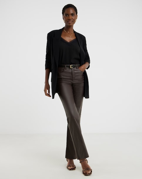 Burgundy Coated Straight Leg Jean