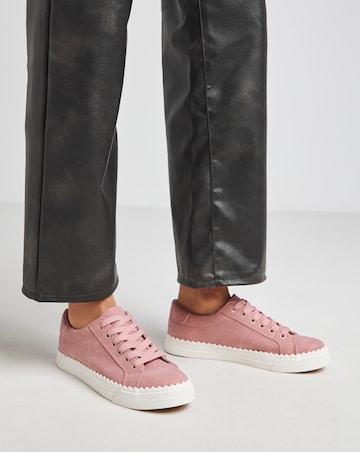 Janey Scalloped Edge Lace Up Trainer - Wide Fit (E)