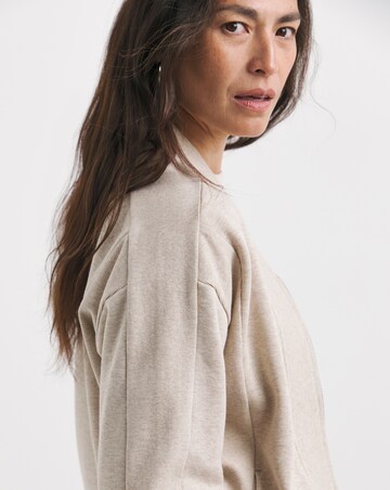 Warm Grey Ribbed Detail Bomber