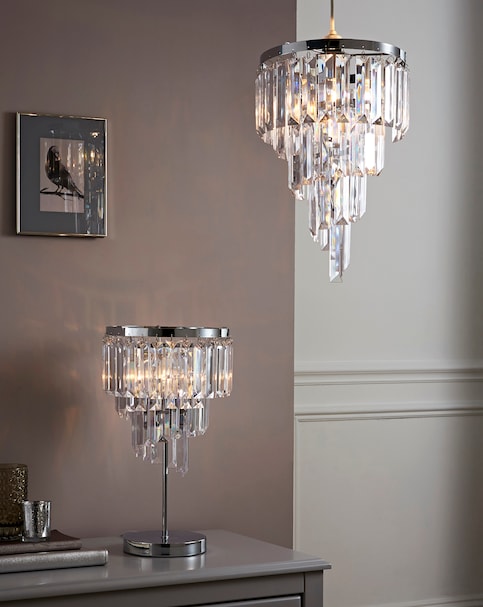 Clear Acrylic Chrome Spiral Easy Fit Pendant Shade