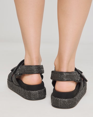 Simply Be Nyra Raffia Chunky Footbed Sandals - Wide Fit (E)