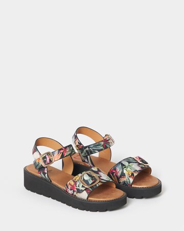 Heavenly Feet Sonja Floral Buckle Platform Sandals - Wide Fit (E)