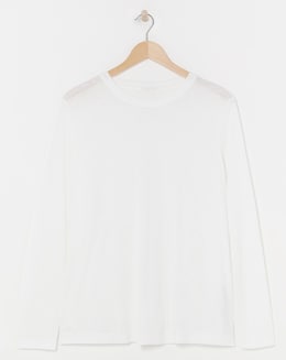 Anthology White Crew Neck Long Sleeve Top