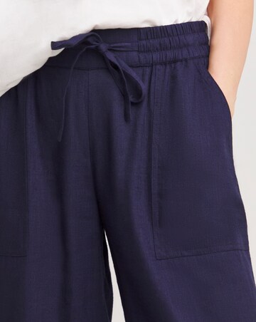 Navy Linen Mix Wide Leg Culotte