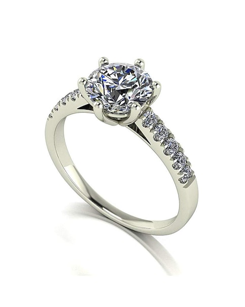 9ct White Gold 2ct eq total Moissanite Solitaire Ring