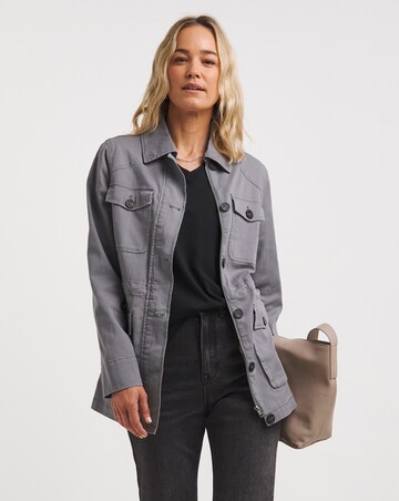 Washed Grey Stretch Utility Jacket