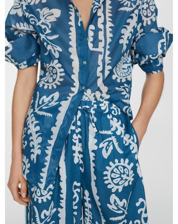 Mango Nemo Floral Print Cotton Wide Leg Trousers