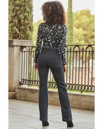 Sosandar High Neck Animal Printed Knit Top