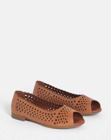 Elwood Lasercut Detail Leather Peep Toe Shoes - Extra Wide Fit (EEE)