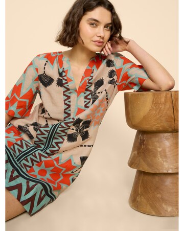 White Stuff June Linen Blend Shift Dress