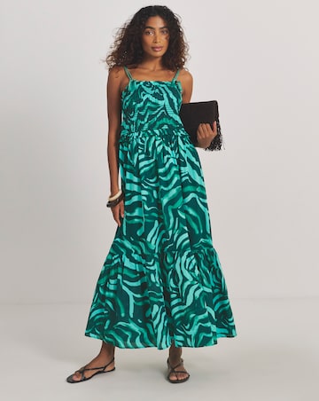 Cotton Shirred Maxi Beach Dress