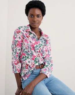 Seasalt Cornwall Larissa Shirt Garden Flowers Chalk