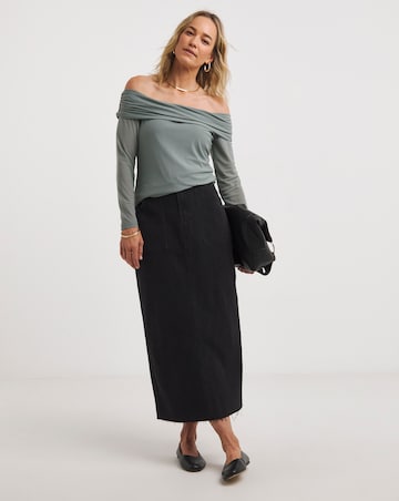 Green Mesh Bardot Top