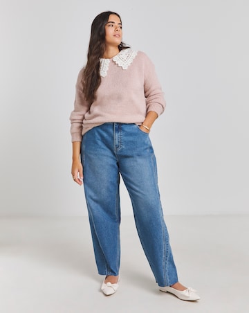 Simply Be Blush Pink Collar Detail Jumper