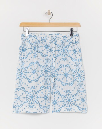Printed Linen Mix Knee Length Shorts