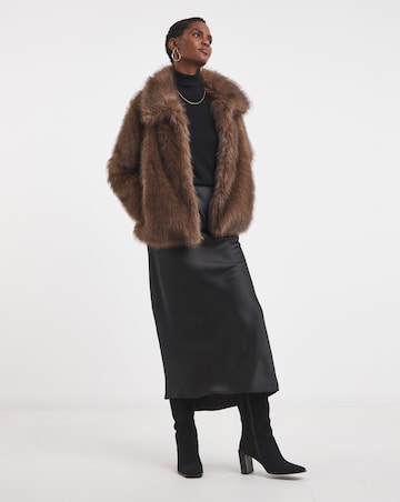 Brown Tipped Faux Fur Jacket