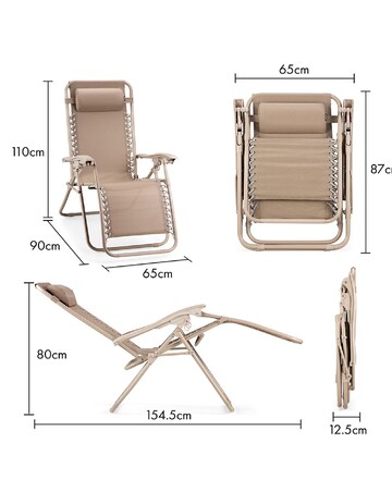VonHaus Verona Taupe Zero Gravity Reclining Garden Chairs - Set of 2