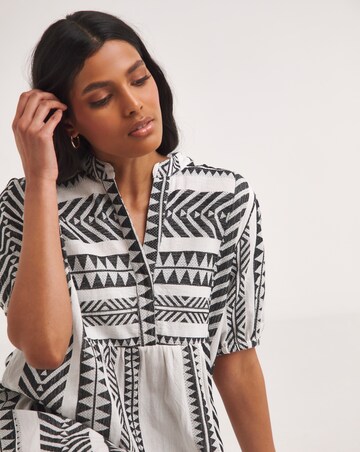 Cotton Jaquard Smock Dress