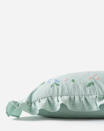 Harper Embroidered Floral Ruffled Cushion