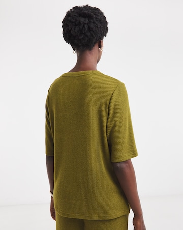 Olive Soft Touch Ribbed Half Sleeve T-Shirt