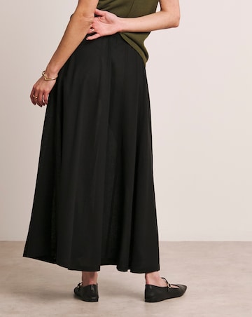 Anthology Black Linen Seam Detail Maxi Skirt