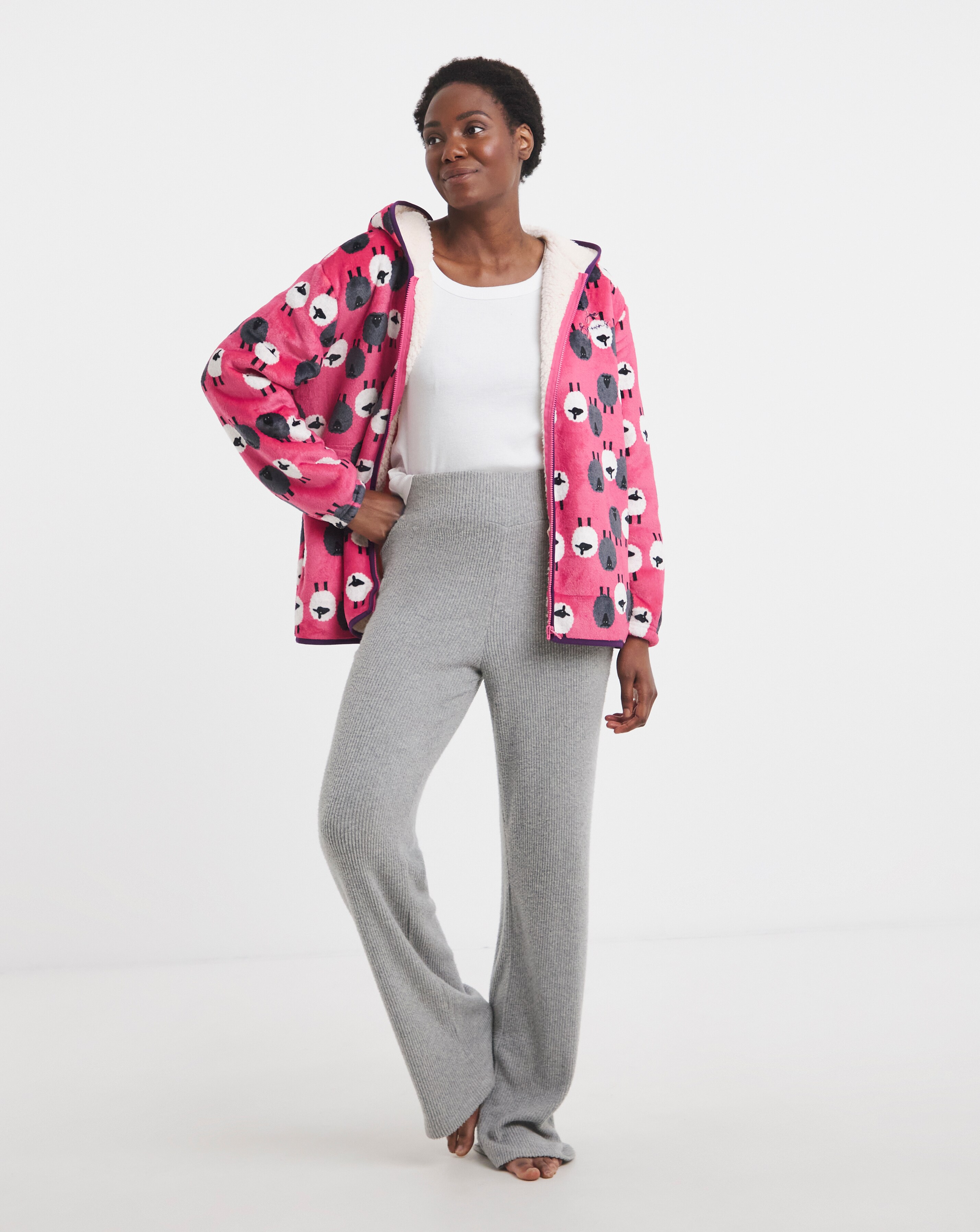Joe Browns Sheep Print Fleece Zip Up Lounge Cardigan | Ambrose Wilson