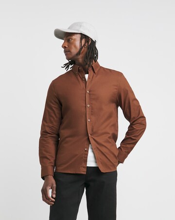 Long Sleeve Brown Oxford Shirt Regular