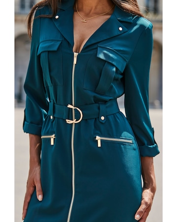 Sosandar Zip Through Utility Midi Shirt Dress