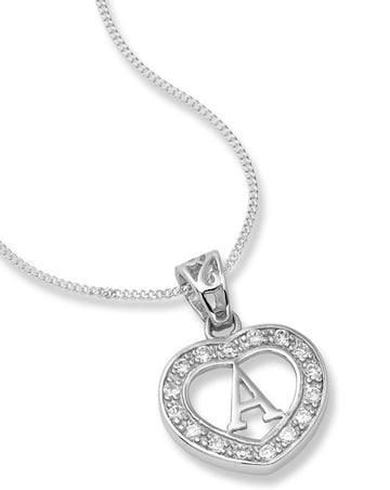 Sterling Silver & Cubic Zirconia Initial Heart Pendant